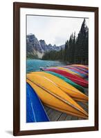 Canoes on a Dock, Moraine Lake, Canada-George Oze-Framed Photographic Print