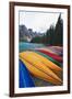 Canoes on a Dock, Moraine Lake, Canada-George Oze-Framed Photographic Print