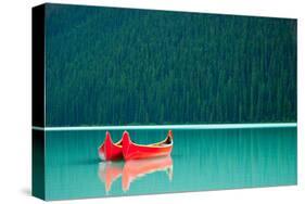 Canoes on Lake Louise Banff AB-null-Stretched Canvas