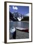 Canoes on the Shore of Moraine Lake, Banff National Park, Alberta, Canada-Natalie Tepper-Framed Photo