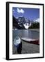 Canoes on the Shore of Moraine Lake, Banff National Park, Alberta, Canada-Natalie Tepper-Framed Photo