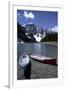 Canoes on the Shore of Moraine Lake, Banff National Park, Alberta, Canada-Natalie Tepper-Framed Photo