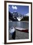 Canoes on the Shore of Moraine Lake, Banff National Park, Alberta, Canada-Natalie Tepper-Framed Photo