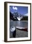 Canoes on the Shore of Moraine Lake, Banff National Park, Alberta, Canada-Natalie Tepper-Framed Photo