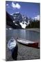 Canoes on the Shore of Moraine Lake, Banff National Park, Alberta, Canada-Natalie Tepper-Mounted Photo