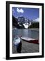 Canoes on the Shore of Moraine Lake, Banff National Park, Alberta, Canada-Natalie Tepper-Framed Photo