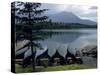 Canoes Turned Bottom Side Up on Shore of Unidentified Lake in Maine-Dmitri Kessel-Stretched Canvas