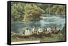 Canoing on Huron River, Ann Arbor, Michigan-null-Framed Stretched Canvas