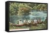 Canoing on Huron River, Ann Arbor, Michigan-null-Framed Stretched Canvas