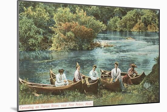 Canoing on Huron River, Ann Arbor, Michigan-null-Mounted Art Print