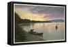 Canoing on Lake at Sunset-null-Framed Stretched Canvas