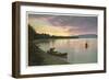 Canoing on Lake at Sunset-null-Framed Art Print