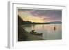 Canoing on Lake at Sunset-null-Framed Art Print