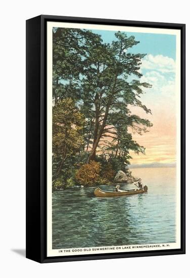 Canoing on Lake Winnipesaukee, New Hampshire-null-Framed Stretched Canvas