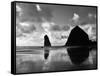 Canon Beach Reflections-Monte Nagler-Framed Stretched Canvas