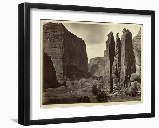 Cañon De Chelle, Walls of the Grand Cañon, About 1200 Feet in Height, 1873-Timothy O'Sullivan-Framed Photographic Print