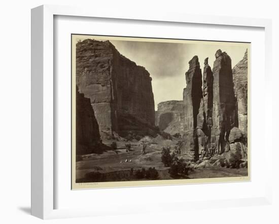 Cañon De Chelle, Walls of the Grand Cañon, About 1200 Feet in Height, 1873-Timothy O'Sullivan-Framed Photographic Print