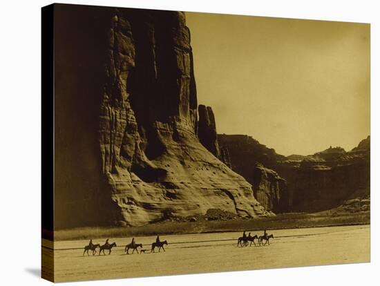 Canon De Chelly, Arizona, Navaho (Trail of Tears)-Edward S Curtis-Stretched Canvas