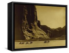 Canon De Chelly, Arizona, Navaho (Trail of Tears)-Edward S Curtis-Framed Stretched Canvas