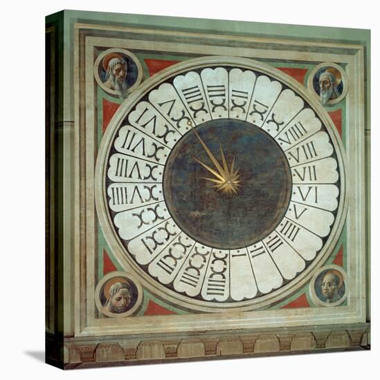 Canonical Clock with the Heads of Four Prophets, Completed 1443-Paolo Uccello-Stretched Canvas