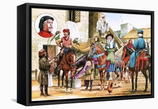 Canterbury Tales. Pilgrims Setting Off from the Tabard Inn.-Michael Godfrey-Framed Stretched Canvas