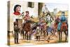 Canterbury Tales. Pilgrims Setting Off from the Tabard Inn.-Michael Godfrey-Stretched Canvas