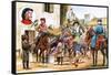 Canterbury Tales. Pilgrims Setting Off from the Tabard Inn.-Michael Godfrey-Framed Stretched Canvas