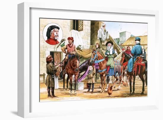 Canterbury Tales. Pilgrims Setting Off from the Tabard Inn.-Michael Godfrey-Framed Giclee Print