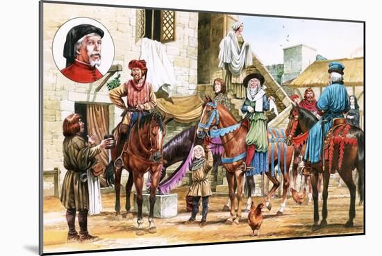 Canterbury Tales. Pilgrims Setting Off from the Tabard Inn.-Michael Godfrey-Mounted Giclee Print