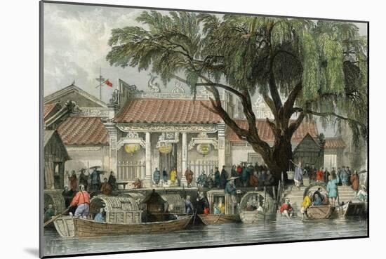 Canton Honan Landing Place-Thomas Allom-Mounted Art Print