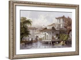 Canton Merchant House-Thomas Allom-Framed Art Print