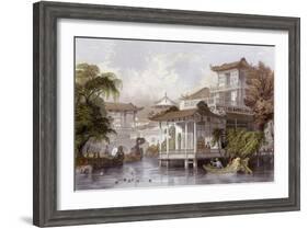 Canton Merchant House-Thomas Allom-Framed Art Print