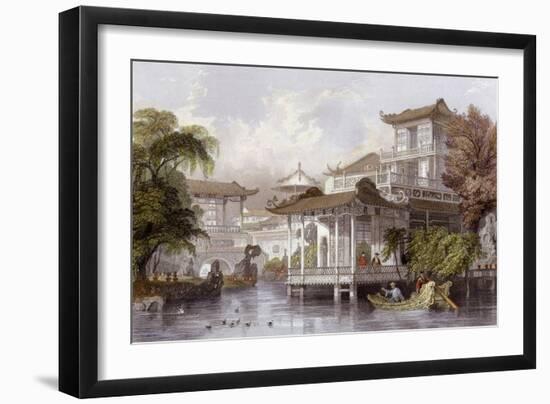 Canton Merchant House-Thomas Allom-Framed Art Print