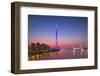 Canton Tower at sunset, Tianhe, Guangzhou, Guangdong, China-Ian Trower-Framed Photographic Print