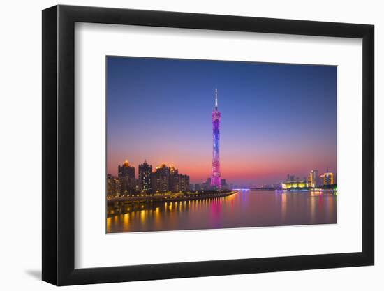 Canton Tower at sunset, Tianhe, Guangzhou, Guangdong, China-Ian Trower-Framed Photographic Print