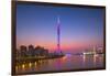 Canton Tower at sunset, Tianhe, Guangzhou, Guangdong, China-Ian Trower-Framed Photographic Print