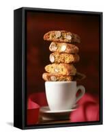 Cantucci Biscuits Piled on a Coffee Cup-Luzia Ellert-Framed Stretched Canvas