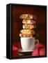 Cantucci Biscuits Piled on a Coffee Cup-Luzia Ellert-Framed Stretched Canvas