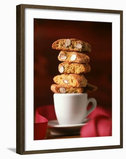 Cantucci Biscuits Piled on a Coffee Cup-Luzia Ellert-Framed Photographic Print