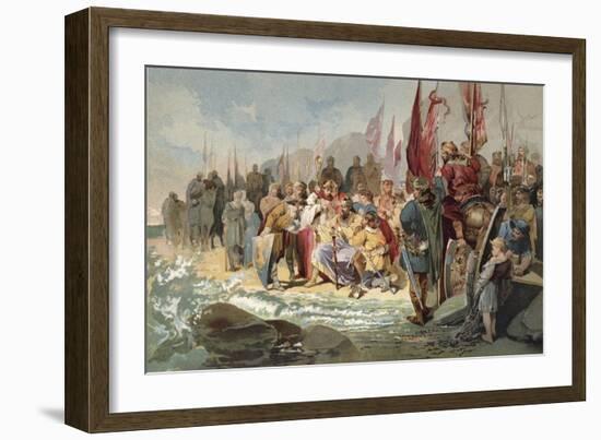 Canute Commanding the Waves-Maynard Brown-Framed Giclee Print