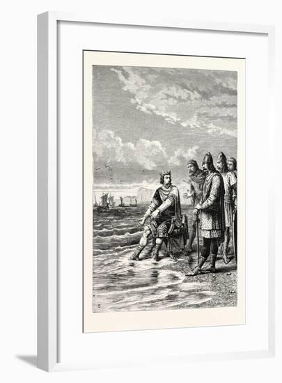 Canute Rebukes the Flattery of His Courtiers-null-Framed Giclee Print