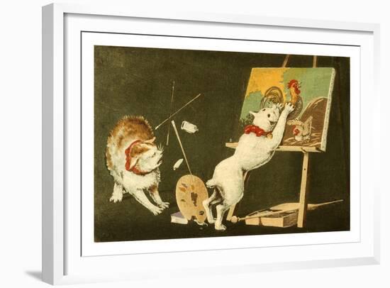 Canvas and Cats-Kobayashi Kiyochika-Framed Art Print