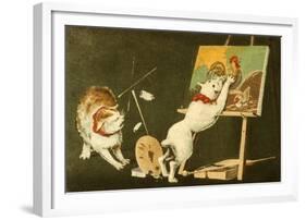 Canvas and Cats-Kobayashi Kiyochika-Framed Art Print