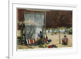 Canyon De Chelly, Arizona - View of Navajo Women Weaving Rug-Lantern Press-Framed Art Print