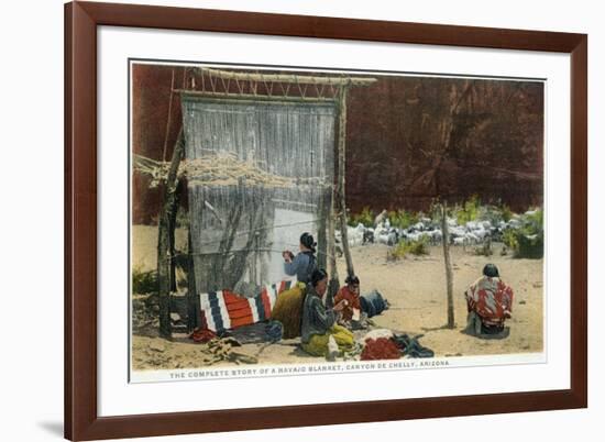 Canyon De Chelly, Arizona - View of Navajo Women Weaving Rug-Lantern Press-Framed Art Print