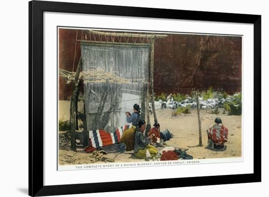 Canyon De Chelly, Arizona - View of Navajo Women Weaving Rug-Lantern Press-Framed Art Print