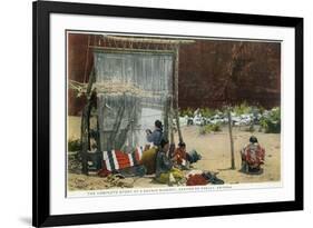 Canyon De Chelly, Arizona - View of Navajo Women Weaving Rug-Lantern Press-Framed Art Print