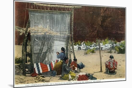 Canyon De Chelly, Arizona - View of Navajo Women Weaving Rug-Lantern Press-Mounted Premium Giclee Print