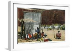 Canyon De Chelly, Arizona - View of Navajo Women Weaving Rug-Lantern Press-Framed Art Print