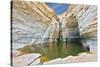 Canyon Ein Avdat in Israel. Sandstone Canyon Walls Form a round Bowl. Thin Jet Waterfall Form Cold-kavram-Stretched Canvas